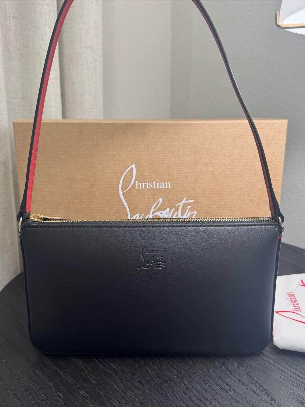 Christian Louboutin Loubila Shoulder Bag Leather Black/Red